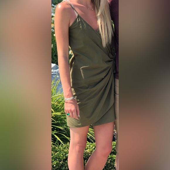 FAITHFULL THE BRAND | Kara Dark Green Mini Wrap
Dress Cotton Women's Size 4 - Picture 4 of 4